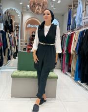 üçlü yelek takım siyah