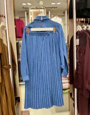 pileli etek takım mavi 2