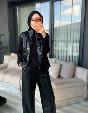 kuş gözü deri ceket siyah 3