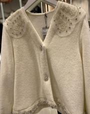 tüllü taşlı ithal hırka beyaz 2