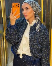 çiçek palet çeket lacivert