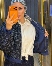 çiçek palet çeket lacivert 2