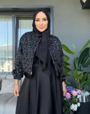 çiçek palet çeket siyah 2