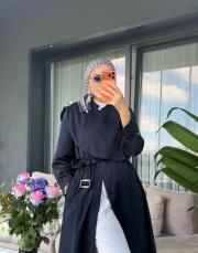 broş detay trenç lacivert