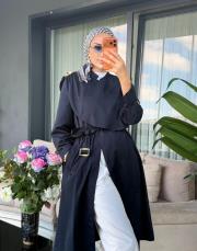 broş detay trenç lacivert 3