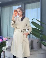 broş detay trenç bej 2