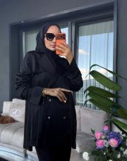 kolu büzgülü trenç siyah 2