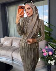 simli etek takım yeşil