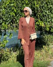 simli triko takım turuncu