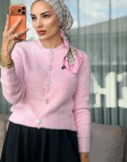 kalp düğmeli hırka pembe