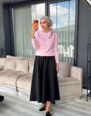 kalp düğmeli hırka pembe 2