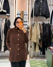 belden büzgülü hırka kahve