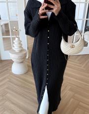 tam düğmeli triko hırka siyah