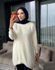 omzu boncuk kazak ekru