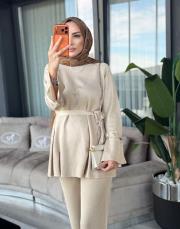 simli kazak takım bej