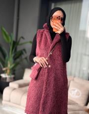 çantalı kürk bordo 3