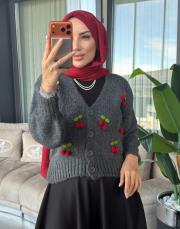 kirazlı hırka füme 2