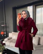 yaka kürk kaşe bordo 4
