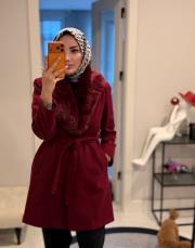 yaka kürk kaşe bordo 5