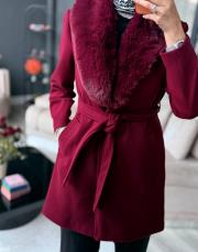 yaka kürk kaşe bordo 6