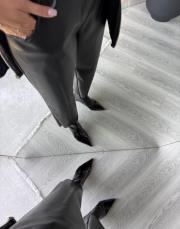 deri havuç pantolon siyah 3