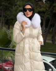 uzun şişme mont ekru 2