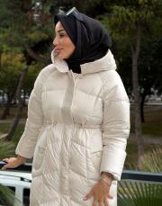 uzun şişme mont ekru 3
