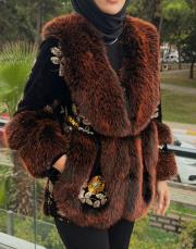 etnik desen kürk siyah/turuncu 3