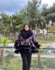 desenli kürk detay panço siyah 3