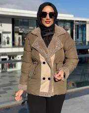 ithal taşlı kısa mont yeşil 2