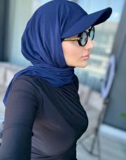 şapkalı şal lacivert 2