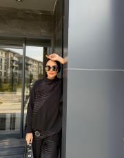 asimetrik tarz takım siyah 2