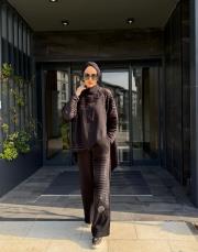 asimetrik tarz takım siyah 3