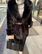 belden bağlamalı kürk siyah