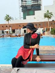 fermuarlı tesettür mayo bordo