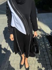 fermuar detaylı etekli takım siyah 2