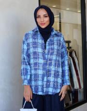 taşlı oduncu gömlek mavi 2