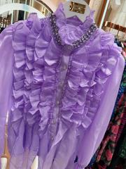 fırfırlı gömlek lila