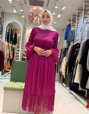 kol detay elbise pembe 2