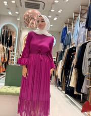 kol detay elbise pembe 3