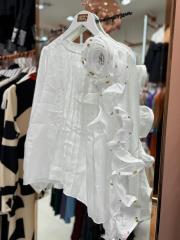 gülü taşlı gömlek beyaz