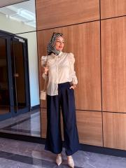 arkası lastik kemerli palazzo lacivert