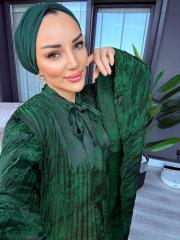 pelerin elbise siyah yeşil