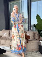 düğmeli etek takım mavi 2