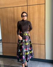 çiçek baskılı etek siyah 2