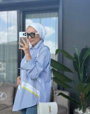 halka çizgi gömlek mavi/ beyaz 2