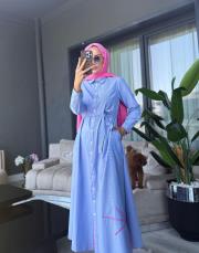 çizgili gömlek elbise mavi/ beyaz 2