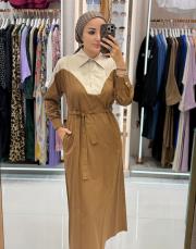 gömlek elbise kahve