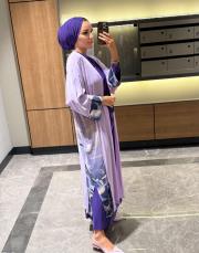 pareolu penye elbise mor 2