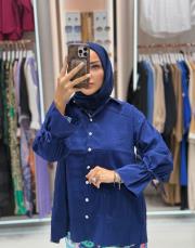 fırsat arkası pliseli gömlek lacivert